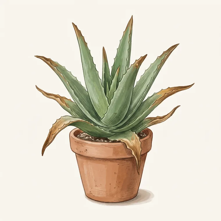 Illustration of a Aloe vera diagnosing the problem: Why is my aloe vera turning brown or mushy?