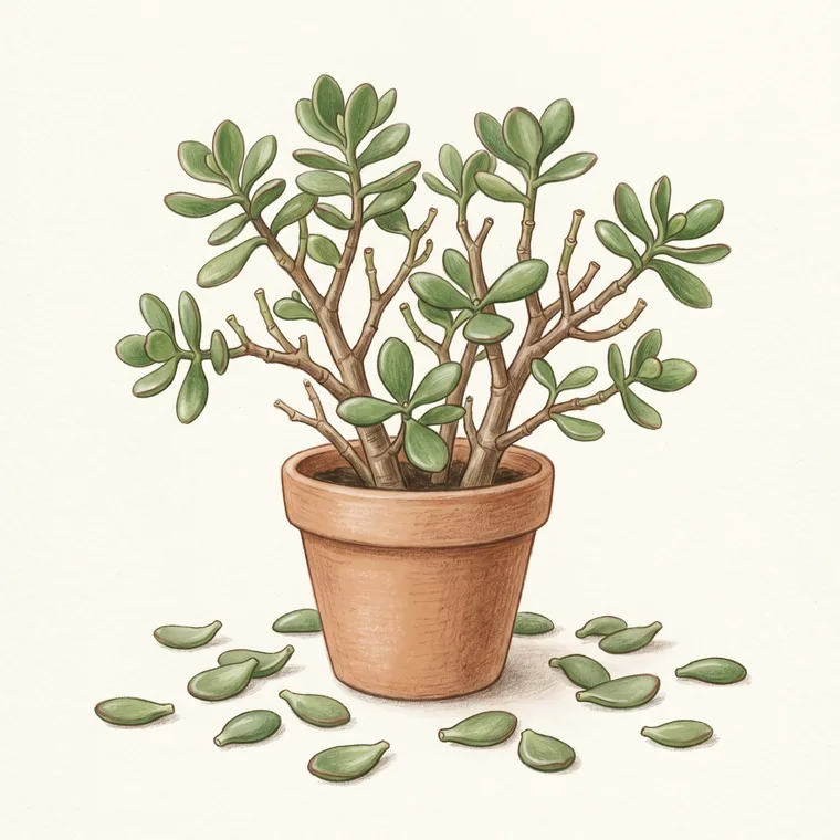 Illustration of a Jade plant diagnosing the problem: Why is my jade plant dropping leaves?
