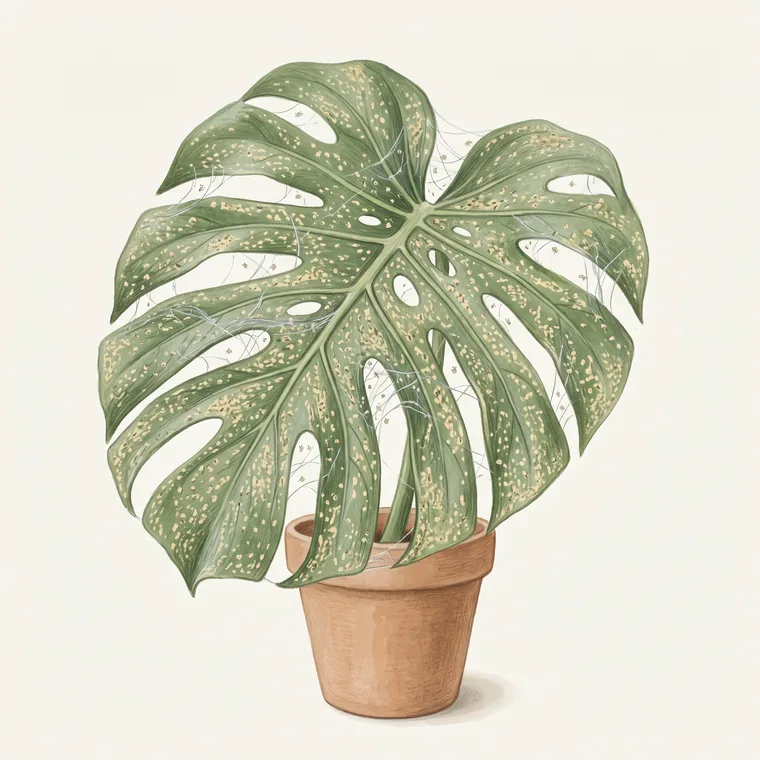 Illustration of a Monstera diagnosing the problem: Does my Monstera have spider mites? How to spot and treat them