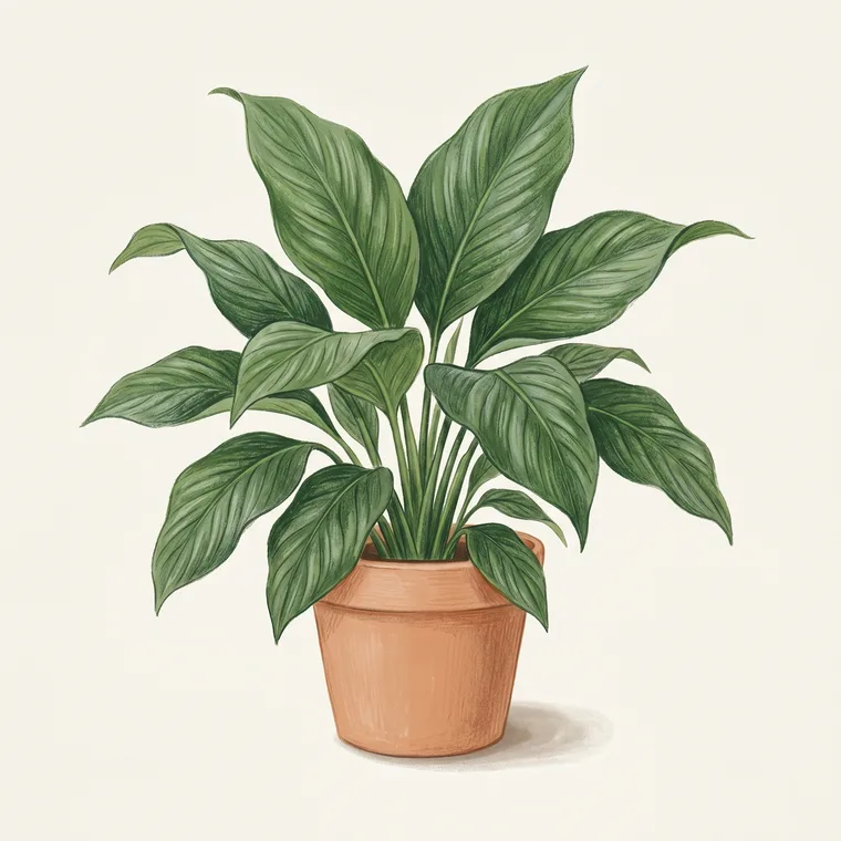 Illustration of a Peace lily diagnosing the problem: Why won't my peace lily flower?