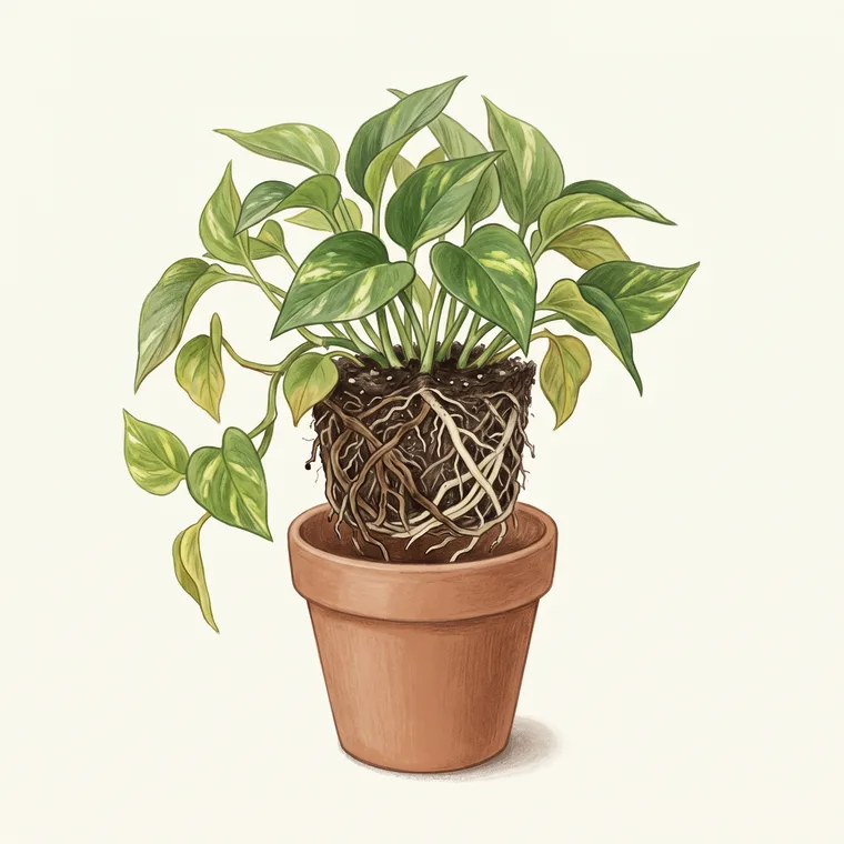 Illustration of a Pothos diagnosing the problem: Does my pothos have root rot? How to spot and fix it