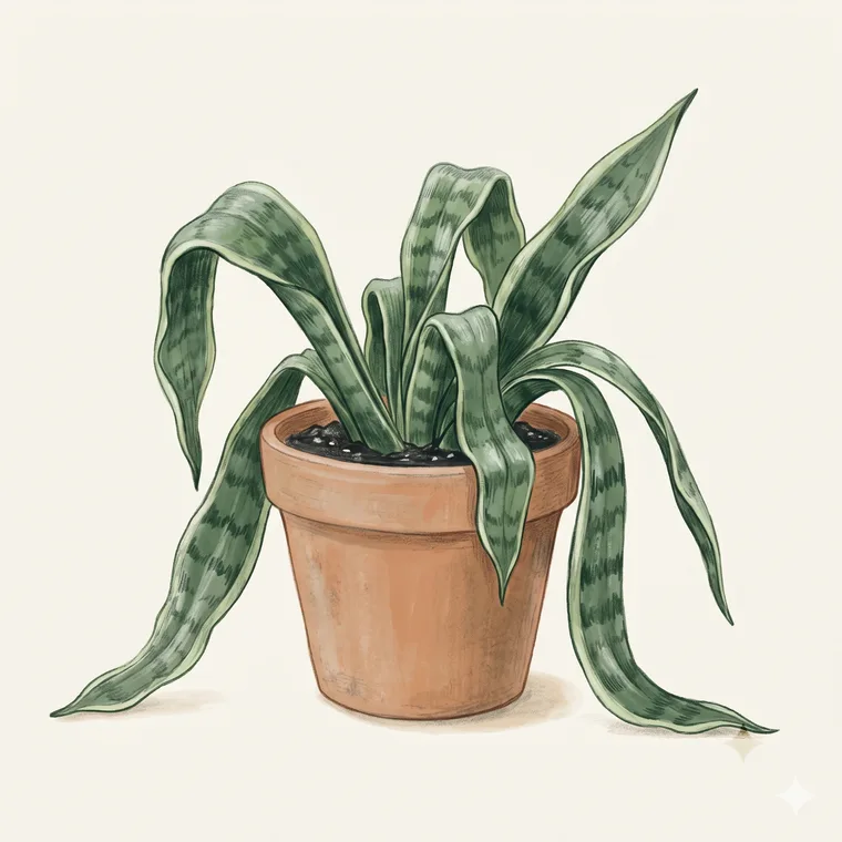 Illustration of a Snake plant diagnosing the problem: Why is my snake plant drooping or falling over?