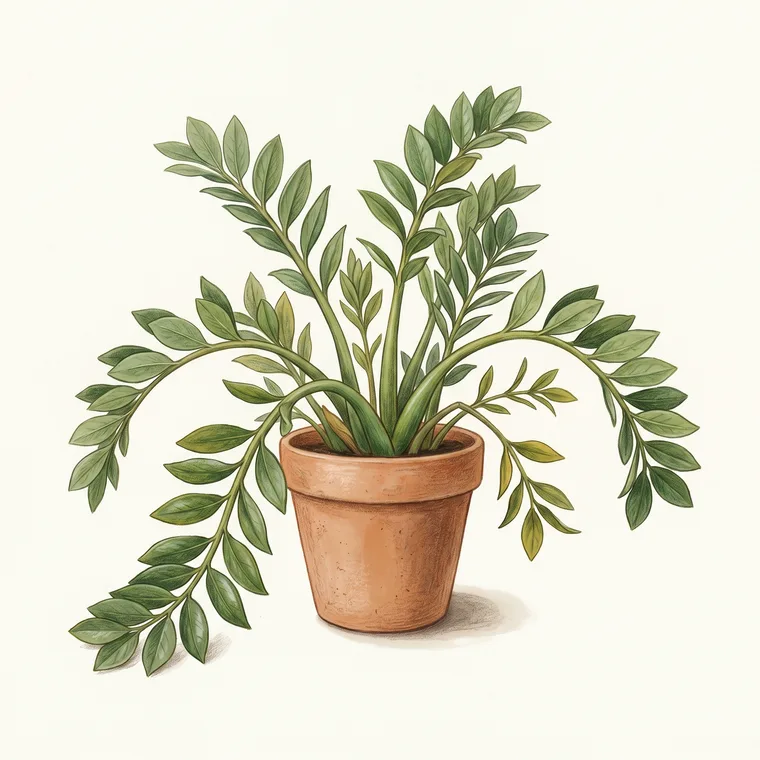 Illustration of a ZZ plant diagnosing the problem: Why is my ZZ plant drooping and falling over?